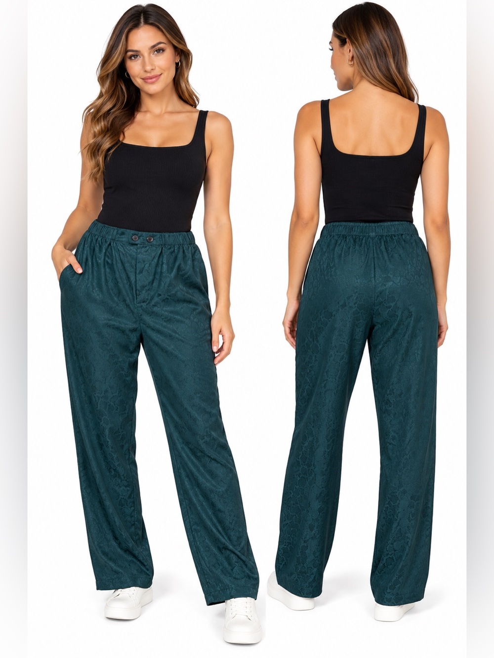 Savage X Fenty Teal Snakeskin Jacquard Pants Size Small